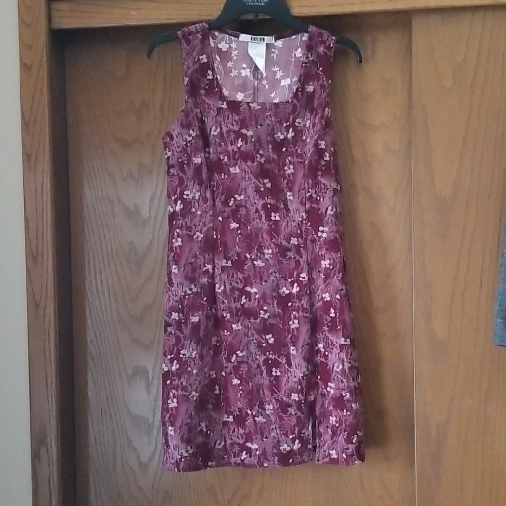 R&M Richards Burgundy Floral Midi Dress